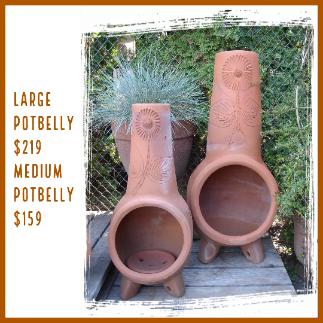 Potbelly Stoves, Clay Chimineas